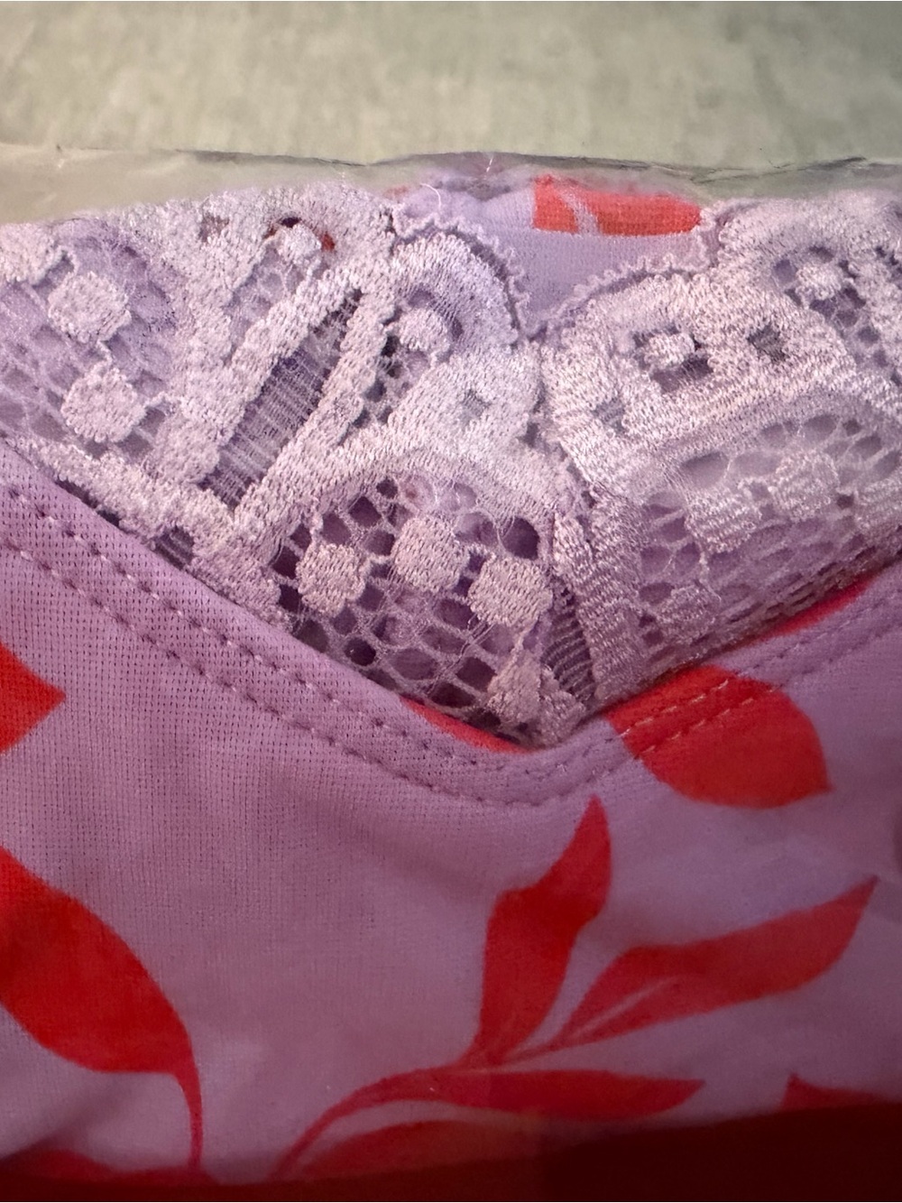 Ruby Ribbon Lavender & Red Print Diva Lace Shapewear 42